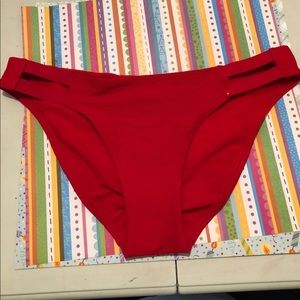 Athleta red ribbed bikini bottoms